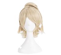 LINLINCD Peluca de cosplay de Anime Final Fantasy Xv. Lunafreya NOX Fleuret Princess Luna Cosplay Peluca corta Rubio Resistente al Calor Peluca de Pelo Sintético + Peluca Gorra