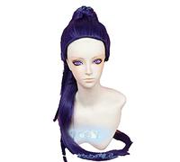 LINLINCD Peluca de cosplay de anime, juego Ow. Widowmaker/Amelie Lacroix, 100 cm de largo, color morado oscuro con clip de cola de caballo, resistente al calor, disfraz de cosplay