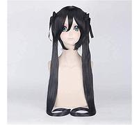 LINLINCD - Peluca de cosplay de anime K-ON!Nakano Azusa Cosplay para mujer con 100 cm, dos cintas largas y rectas, cola de caballo, pelo sintético resistente al calor, color negro Keebon