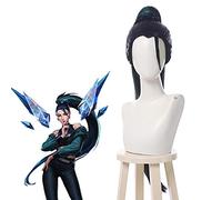 LINLINCD Peluca de cosplay de Anime Kda el Baddest. Kaisa Cosplay Peluca Kda. Cosplay Long Blue Mixed Green Ponytail Pelucas de Pelo sintético resistente al calor