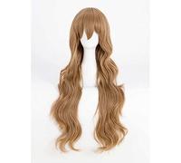 LINLINCD - Peluca de cosplay de anime para cosplay de anime, Toradora, Aisaka, Taiga, Cosplay, peluca marrón larga y rizada con gorro de peluca gratis para fiestas de Navidad, Halloween, cosplay