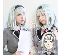 LINLINCD -Peluca de cosplay de anime peluca de cosplay pelo corto sin mundo aburrido Anime Anna Qi LIU Haitou