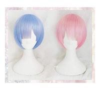 LINLINCD Peluca de cosplay de color graduado REM Cosplay peluca o RAM Cosplay pelucas Re: cero comienzo vida en otro mundo disfraz jugar Halloween disfraces rosa
