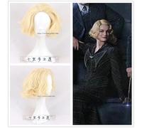 LINLINCD Peluca de cosplay Free Hair net+Fantastic Beasts Queenie Goldstein Wig Queenie Gold Hair wig wig wig hair women gold short wavy wig costumes One Size Queen
