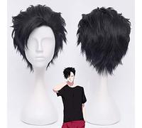 LINLINCD Peluca de cosplay Haikyuu, 30 cm, Tetsurou Kuroo Tetsurou, pelo sintético corto, color negro, peluca para cosplay resistente al calor, peluca para disfraz+gorra de peluca negra