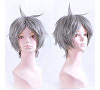 LINLINCD Peluca de cosplay Haikyuu !! Voleibol Koushi Sugawara corto mixto gris peluca resistente al calor pelo Cosplay pelucas de disfraz+gorro de peluca gratis