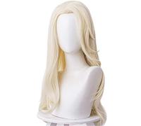 LINLINCD Peluca de cosplay Ktip Up Anime Película Princesa Elsa Cosplay Pelucas Largas Amarillo Claro Distribuir Cabello Fiesta Halloween Ropa Rendimiento Peluca KUZZ336G