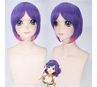 LINLINCD Peluca de Cosplay Llegada Maeda Atsuko Cosplay pelucas Hiro pelucas de gradiente corto peluca de pelo sintético Perucas Cosplay peluca para hombres y mujeres