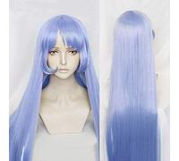 LINLINCD Peluca de cosplay Mi héroe Academia Nejire Hado Hadou de 110 cm de largo, suave, azul, recta, resistente al calor, peluca para disfraz de cosplay y gorro de peluca gratis