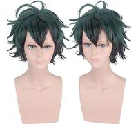 LINLINCD Peluca de Cosplay My Boku HYAMS sin academia de héroes Izuku Midoriya corto negro verde resistente al calor Cosplay peluca de pelo sintético