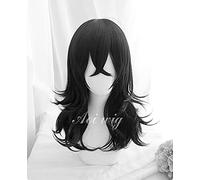 LINLINCD Peluca de cosplay My Hero Academia Akademia Shouta Aizawa 45 cm, peluca ondulada negra resistente al calor, peluca para disfraz de cosplay + pista + gorra