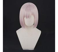 LINLINCD Peluca de cosplay nuevo anime/juego FGO Destino/Gran Orden Mash Kyrielight Matthew Cosplay Pelucas Halloween Fiesta Etapa Rosa Corto Disfraz Pelucas+Peluca Cap