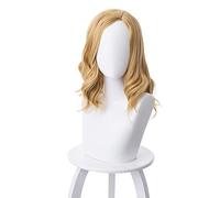 LINLINCD Peluca de cosplay para mujer, película de Capitán Marvel, Cosplay de Carol Danvers ondulado, pelo dorado, disfraz de superhéroe