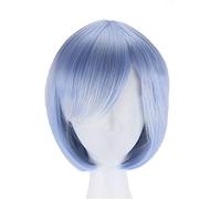 LINLINCD Peluca de cosplay Rem Ram para disfraz de cosplay, disfraz Re: Vivir en un mundo distinto de cero Halloween Corto Rosa Azul Pelo Sintético Mujeres Pelucas Azul Pelucas Azul