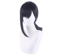 LINLINCD - Peluca de hombre de motosierra Higashiyama Kobeni Anime Cosplay Black Pony 35 cm pelo corto de fibra sintética de cola de caballo peluca de Halloween+peluca gorra
