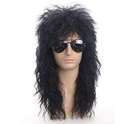 LINLINCD peluca de hombre europeo y americano punk heavy metal largo rizado peluca de Halloween