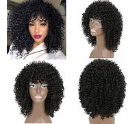LINLINCD -Peluca femenina africana pequeña cabeza de explosión de volumen corto pelo rizado esponjoso maíz caliente largo rizado pelo corto