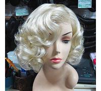 LINLINCD -Peluca, Peluca de Marilyn Monroe, Oro Modelos Europeos y Américos Pelo Corto y Rizado, Comercio Exterior Original Solo Amarillo Claro