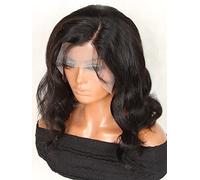 LINLINCD - Pelucas de encaje humano 13 x 4 con frente de encaje corto y rizado peluca de pelo humano para mujeres negras (150 densidad 4 x 4,10 pulgadas)