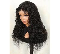 LINLINCD - Pelucas de encaje humano 13 x 4 x 1 peluca frontal de encaje medio rizado para mujeres negras (150 densidades 13 x 6 x 1,18 pulgadas)