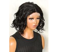 LINLINCD - Pelucas de encaje humano 13 x 4 x 1 T parte de encaje corto y rizado peluca de pelo humano para mujeres negras (250 densidades 13 x 6 x 1,8 pulgadas)