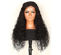 LINLINCD - Pelucas de encaje humano de 13 x 4 x 1 encaje frontal ondulado de agua peluca de pelo humano para mujeres negras (densidad 250 x 13 x 4 x 1,28 pulgadas)