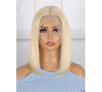 LINLINCD -Pelucas de encaje humano peluca de pelo humano recto frontal para mujeres negras (180 densidad 5 x 5,8 pulgadas)