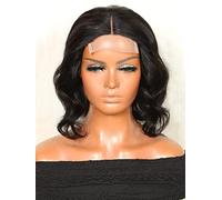 LINLINCD - Pelucas de encaje humano peluca de pelo humano rizado en T para mujeres negras (150 densidad 4 x 1,6 pulgadas)