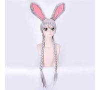LINLINCD - Pelucas de película de anime Zootopia/Zootropolis Judy Hopps Cosplay peluca gris plata larga trenza estilo disfraz peluca + peluca gorra peluca y tocado
