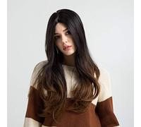 LINLINCD -Pelucas onduladas largas rubias marrones con flequillo para mujeres sintéticas negras rojas femeninas Cosplay pelucas naturales pelucas de pelo de fibra resistente al calor