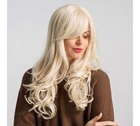LINLINCD -Pelucas onduladas largas rubias marrones con flequillo para mujeres sintéticas negras rojas femeninas Cosplay pelucas naturales pelucas de pelo de fibra resistente al calor