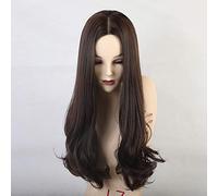 LINLINCD -Pelucas sintéticas pelucas marrones para las mujeres largas onduladas mezcladas resaltan pelucas de despedida profunda para las mujeres pelucas de pelo natural de Cosplay
