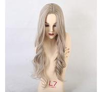 LINLINCD -pelucas sintéticas pelucas onduladas largas naturales pelucas de la parte media de oro ligero para mujeres uso y Cosplay pelucas de fibra resistente al calor