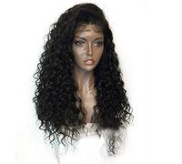 LINLINCD -Piezos de pelo largo negro pequeño rollo frontal encaje afro rizado pelo de bebé negro europeo y americano comercio exterior peluca femenina