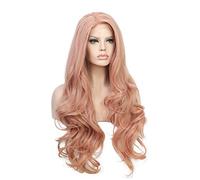 LINLINCD -Piezos de pelo oro rosa frontal encaje fibra química campana de alambre de alta temperatura modelos europeos y americanos ancla etapas rendimiento mano gancho peluca