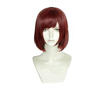 LINLINCD -Reino Corazones 3. Kairi corto rojo castaño resistente al calor pelo Cosplay disfraz peluca+traza+gorra de peluca