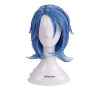 LINLINCD -Reino Corazones. III Aqua Cosplay peluca corta azul resistente al calor sintético peluca del cabello+peluca