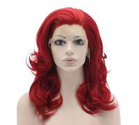 LINLINCD -Sin derrame de fibra sintética resistente al calor pelucas con frente de encaje largo rizado suelto onda Omber rojo Natural línea del pelo para las mujeres