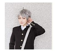 LINLINCD Sugawara Koushi Cosplay peluca de pelo de fibra de alta temperatura gris Sugawara Koushi