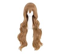 LINLINCD -Tiger-Dragón Toradora! Aisaka Taiga Cosplay Pelucas 80cm Largo Lavado Marrón Ondulado Resistente al Calor Pelo Sintético Peluca+Tapa
