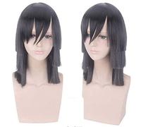LINLINCD -Wig Anime Cosplay Anime Demonios Killer Guro Obanai Cosplay Peluca Kimetsu no Yaiba Cabello Halloween Negro Cosplay Pelucas+Peluca Gorra Demonios Asesino Obanai Peluca 553