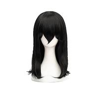 LINLINCD -Wig Anime Cosplay Anime RPG para atacar al titanio Mikasa Ackerman 45 cm largo negro resistente al calor Cosplay peluca