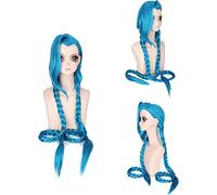 LINLINCD -Wig Anime Cosplay Arcane Jinx Cosplay Wigs Game Arcane Jinx Cosplay Blue Heat Resistant Synthetic Hair Jinx Juvenile and Junior Woman Hair Wig One Size onlywigB (Size:Onlywig382)