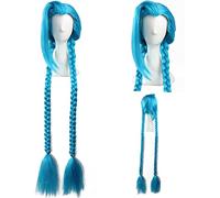 LINLINCD -Wig Anime Cosplay Arcane Jinx Cosplay Wigs Game Arcane Jinx Cosplay Blue Heat Resistant Synthetic Hair Jinx Juvenile and Junior Woman Hair Wig One Size onlywigB (Size:OnlywigB)