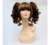 LINLINCD -Wig Anime Cosplay Cosplay Qi LIU Hai Shuangliu Tail Terrier Brown Gold Mixed Change Game Anime CoS Wig