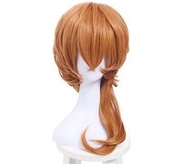 LINLINCD -Wig Anime Cosplay KEEBON Bungo Stray Dogs Nakahara Chuuya Cosplay Peluca de 45 cm Naranja Resistente al Calor Pelo Sintético Perucas Cosplay Peluca
