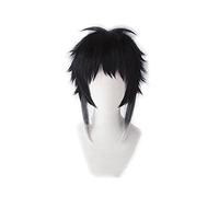 LINLINCD -Wig Anime Cosplay Wig Anime Bungo Stray Dogs Ryunosuke Akutagawa Short Black with White Heat Resistant Synthetic Hair Cosplay Costume Wigs