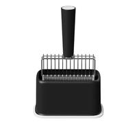 LINLIQUNNN Stainless Steel Cat Litter Scoop with Storage Base（b） | Uno strumento di setacciatura a doppia fessura, efficiente e progettato per la pulizia quotidiana nelle case con più gatti.