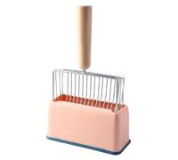 LINLIQUNNN Stainless Steel Cat Litter Scoop with Storage Base（p） | Uno strumento di setacciatura a doppia fessura, efficiente e progettato per la pulizia quotidiana nelle case con più gatti.