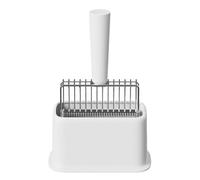 LINLIQUNNN Stainless Steel Cat Litter Scoop with Storage Base（w） | Uno strumento di setacciatura a doppia fessura, efficiente e progettato per la pulizia quotidiana nelle case con più gatti.